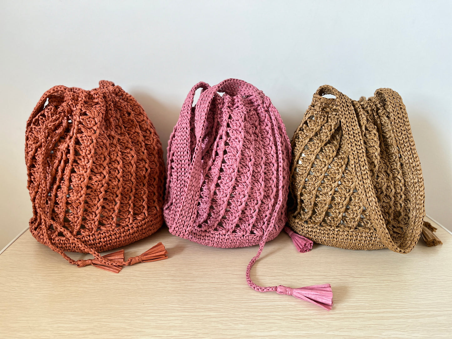 CROCHET PATTERN - Mori Drawstring Bucket Bag