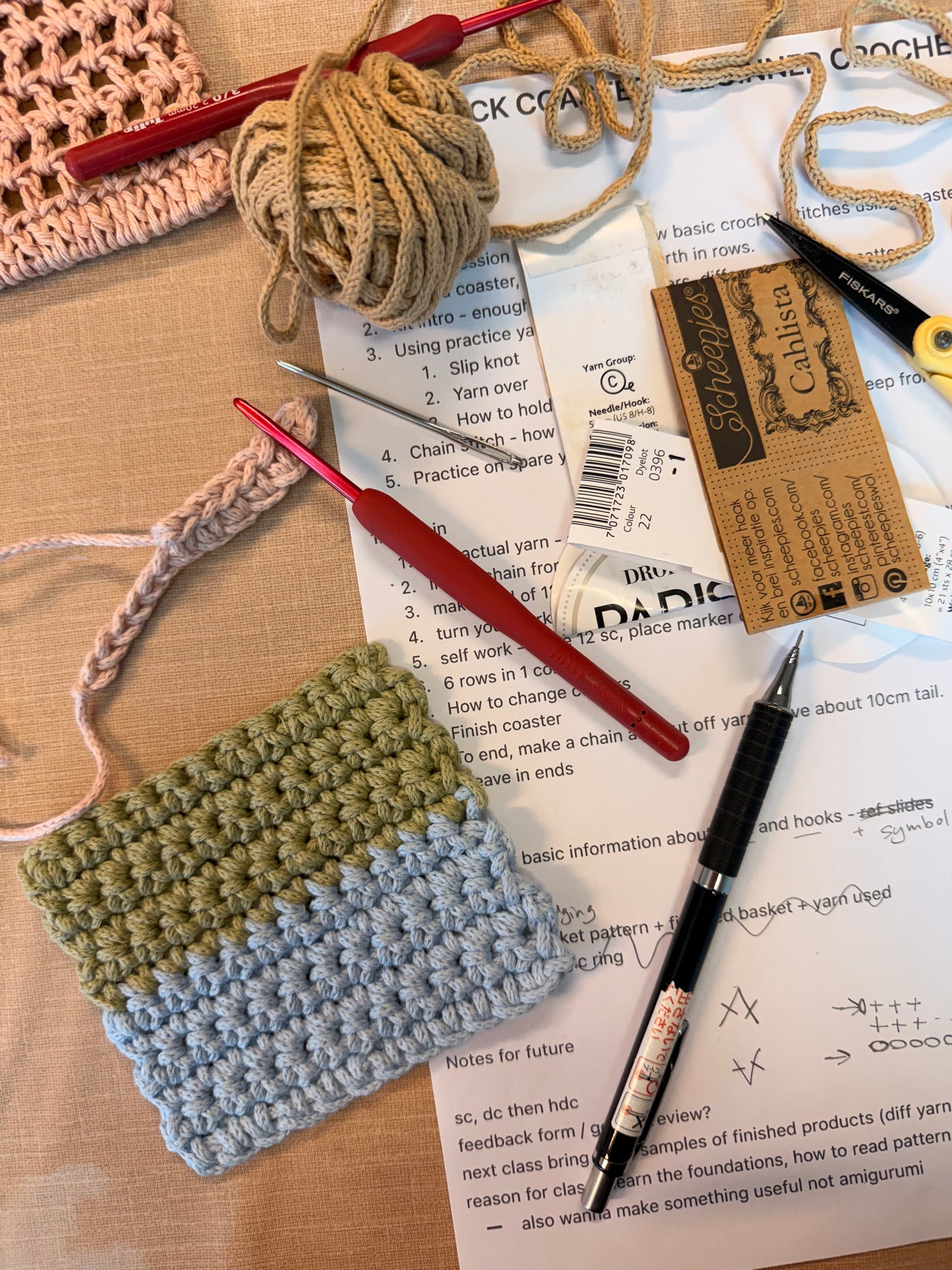 CROCHET LESSON - Beginner Colorblock Coaster
