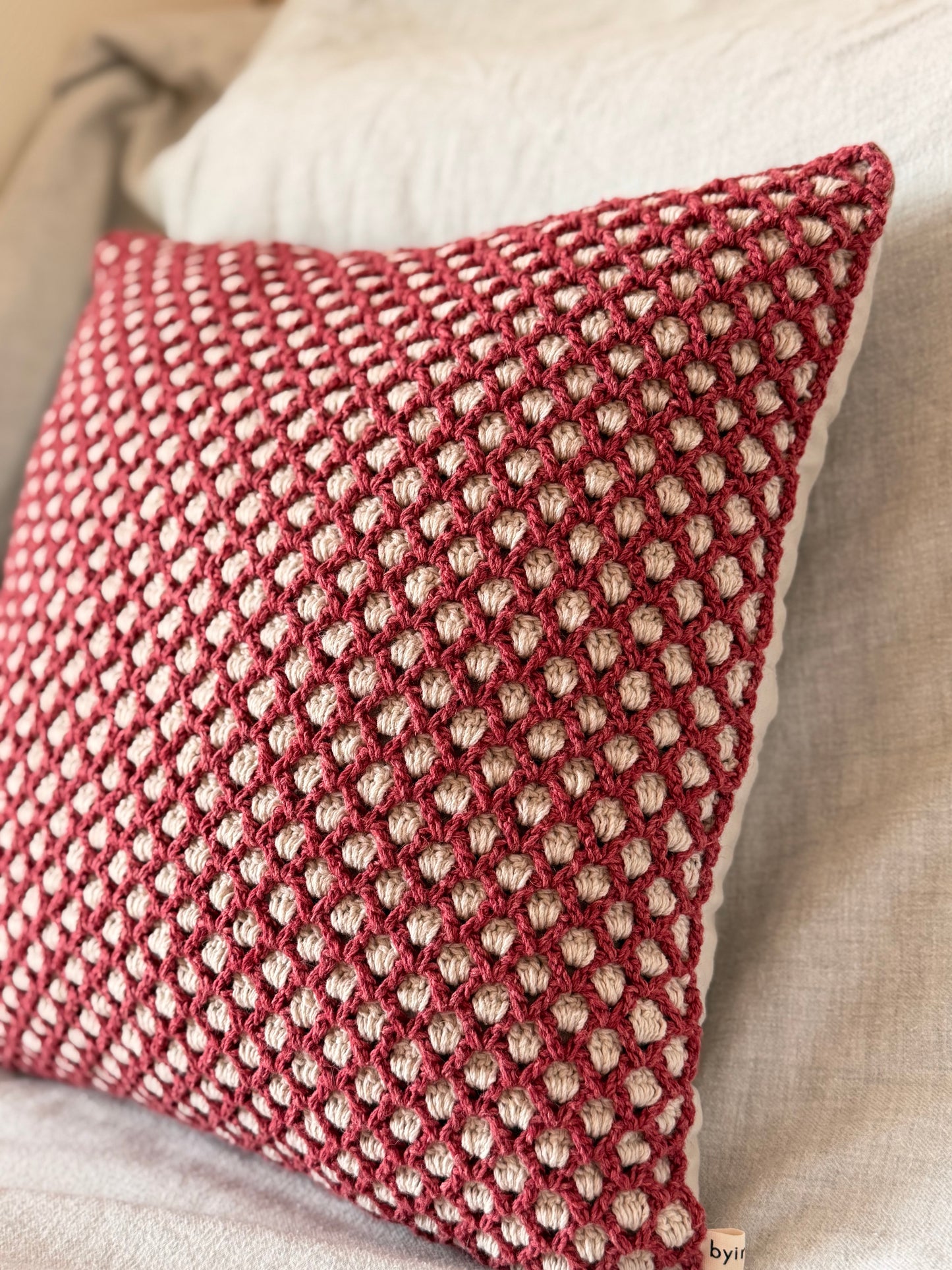 Textured Cushion Cover - Honeycomb Red