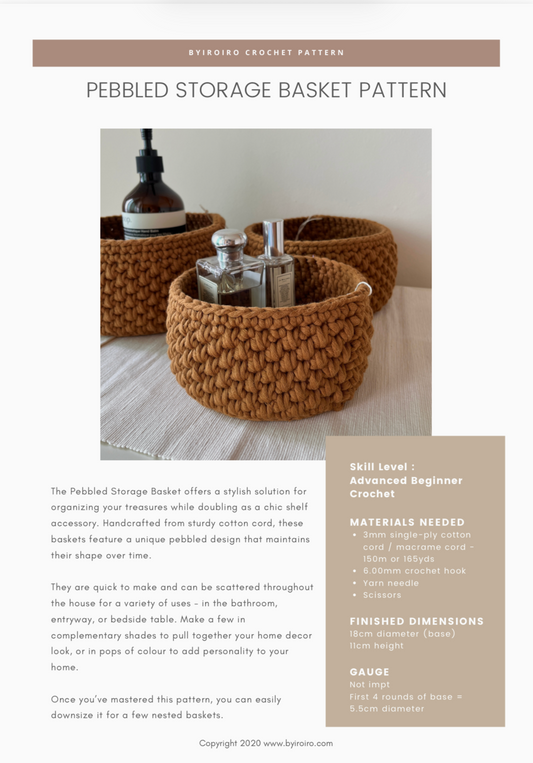 CROCHET PATTERN - Pebbled Storage Basket