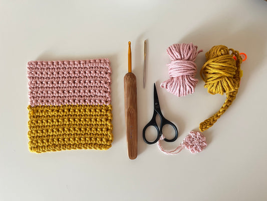 CROCHET LESSON - Beginner Colorblock Coaster