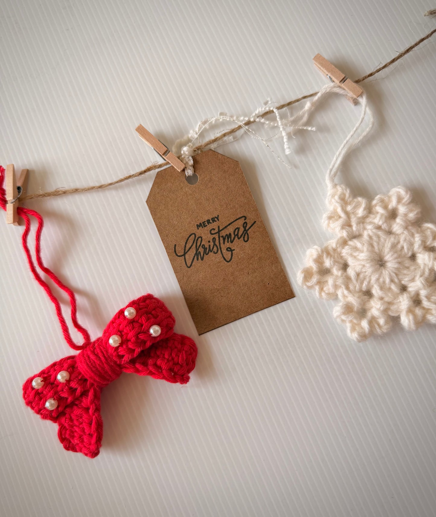 Beaded Bow Ornament Set