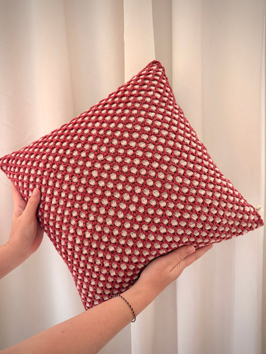 Textured Cushion Cover - Honeycomb Red