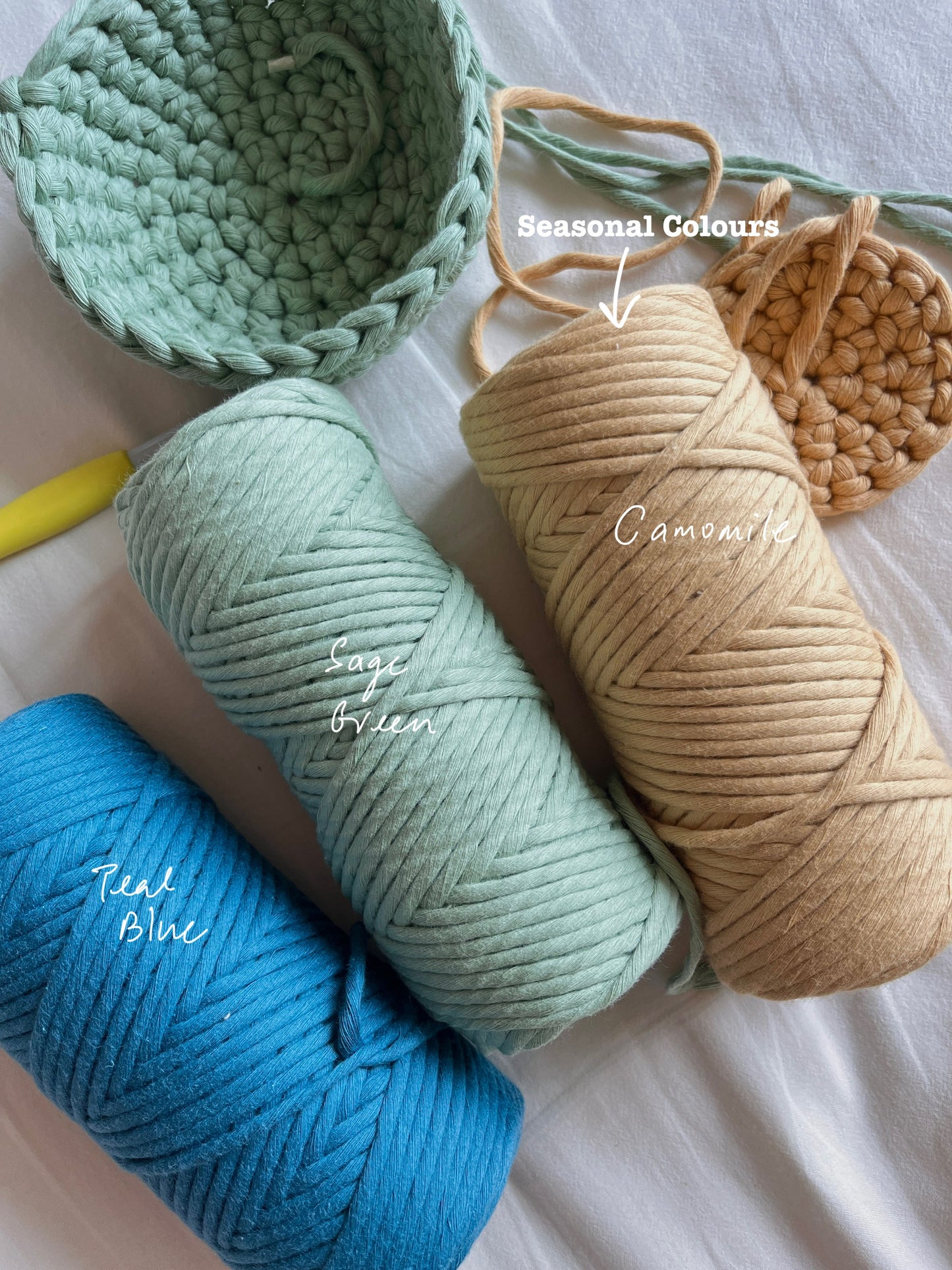 Stackable Set of 3 Crochet Storage Baskets