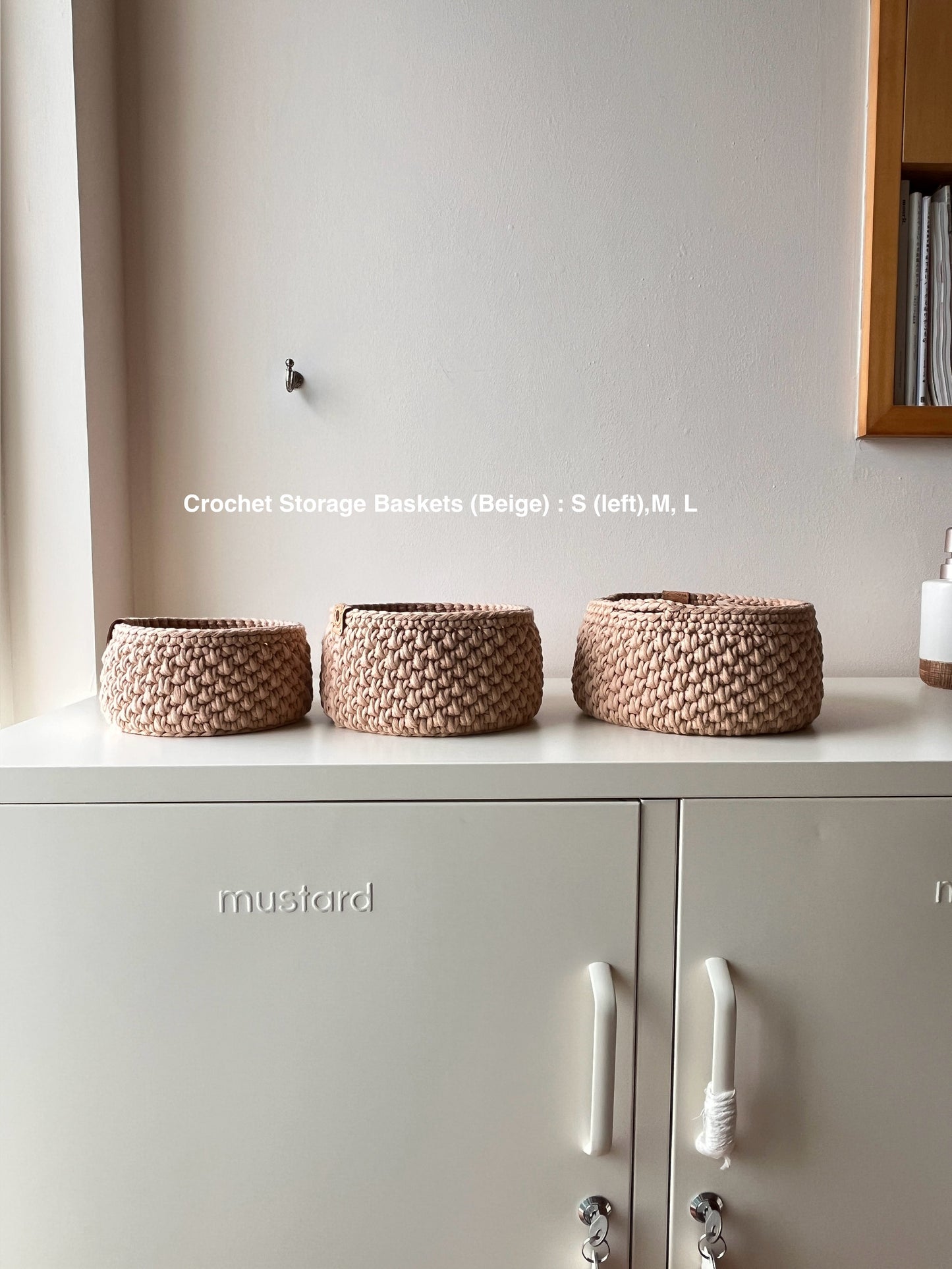 Stackable Set of 3 Crochet Storage Baskets