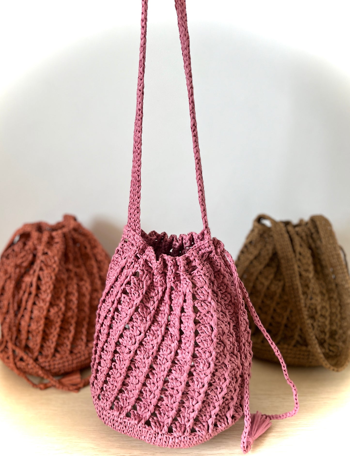 CROCHET PATTERN - Mori Drawstring Bucket Bag