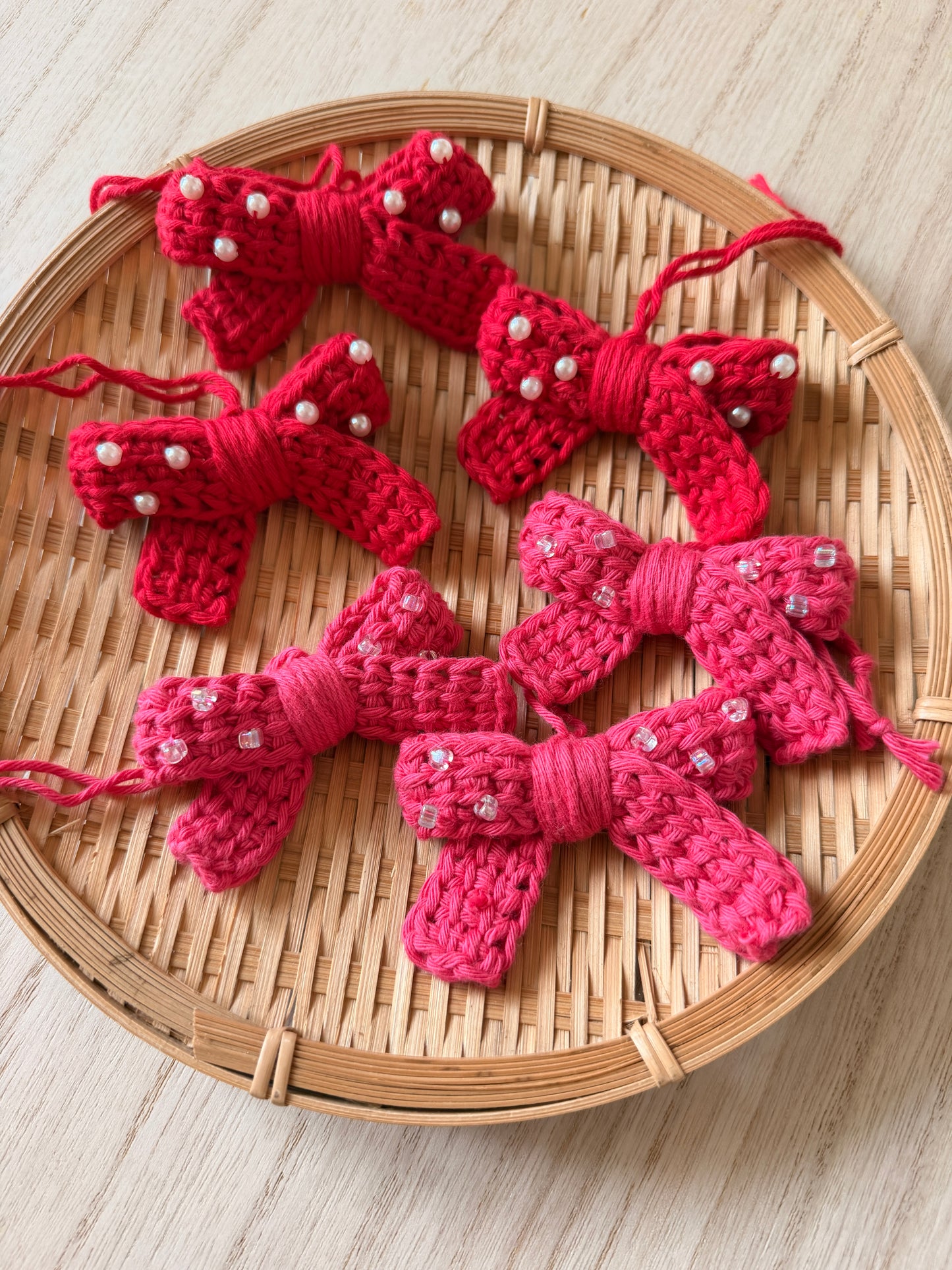Beaded Bow Ornament Set