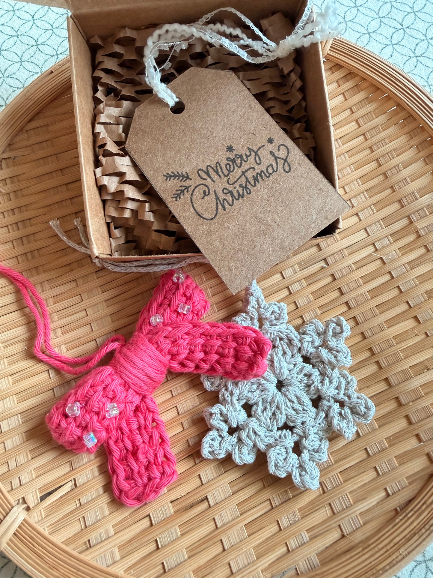 Beaded Bow Ornament Set